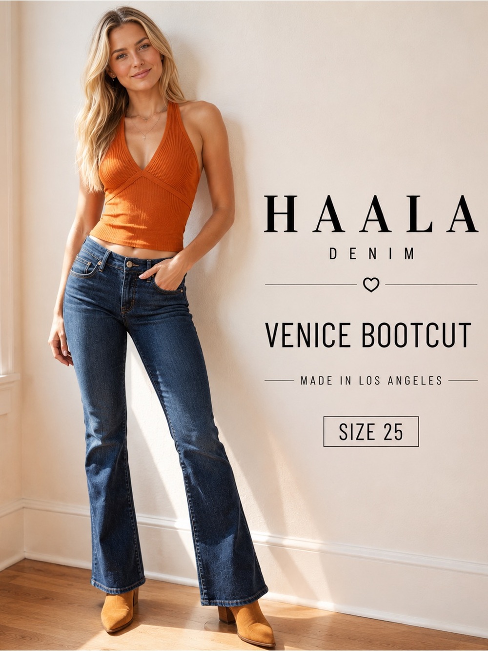 Haala Denim Venice Bootcut Jeans in Dark Blue made in Los Angeles